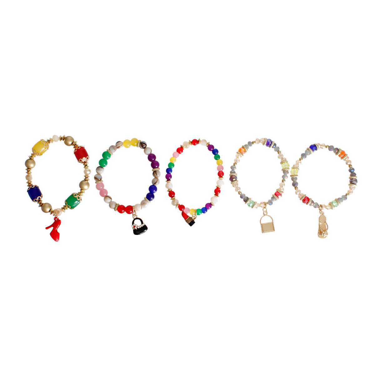 Rainbow Fashion Charm Bracelets|Stretch to Fit - Premium Wholesale Jewelry from Pinktown - Just $14! Shop now at chiquestyles