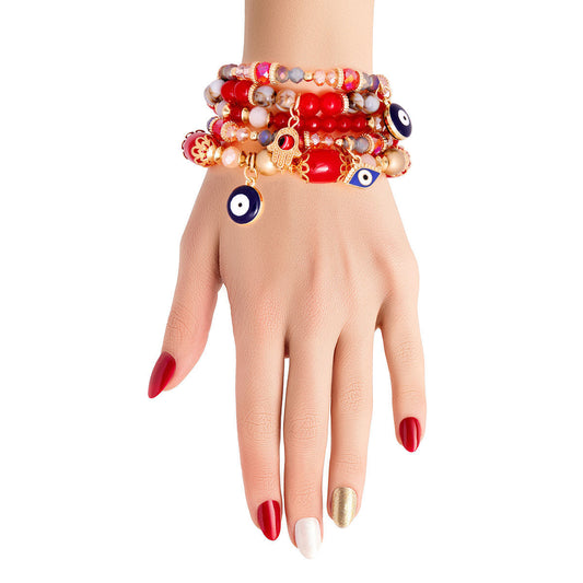 Red Glass Bead Evil Eye Bracelets|Stretch to Fit - Premium Wholesale Jewelry from Pinktown - Just $13! Shop now at chiquestyles