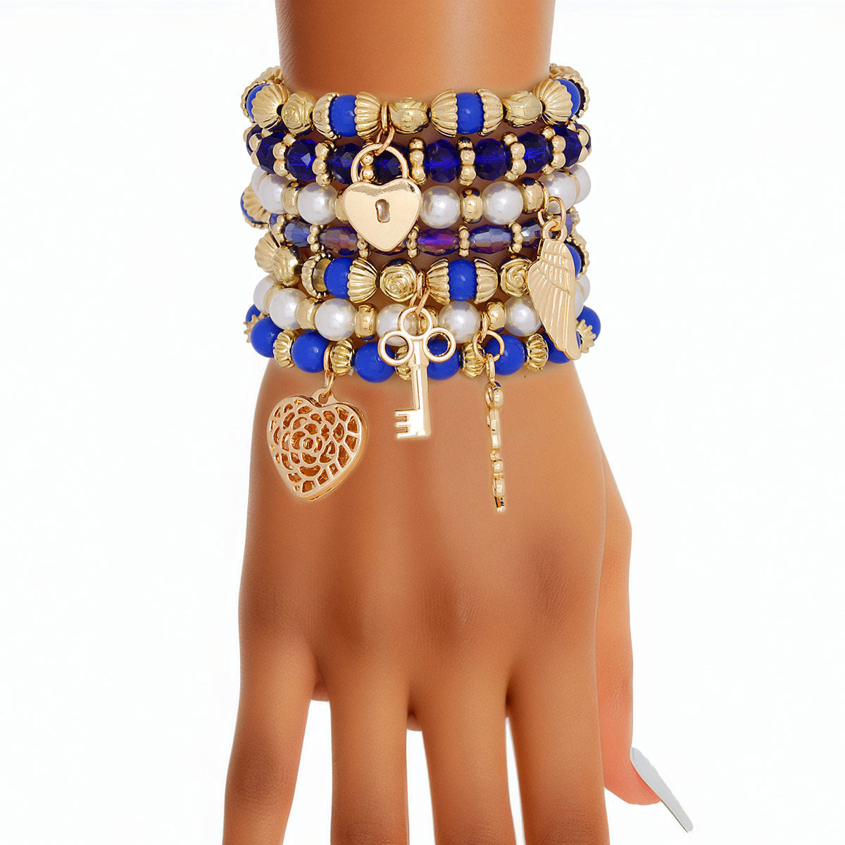 Pearl Bracelet Blue White Bead Set for Women - Premium Wholesale Jewelry from Pinktown - Just $16! Shop now at chiquestyles