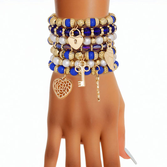 Pearl Bracelet Blue White Bead Set for Women - Premium Wholesale Jewelry from Pinktown - Just $16! Shop now at chiquestyles