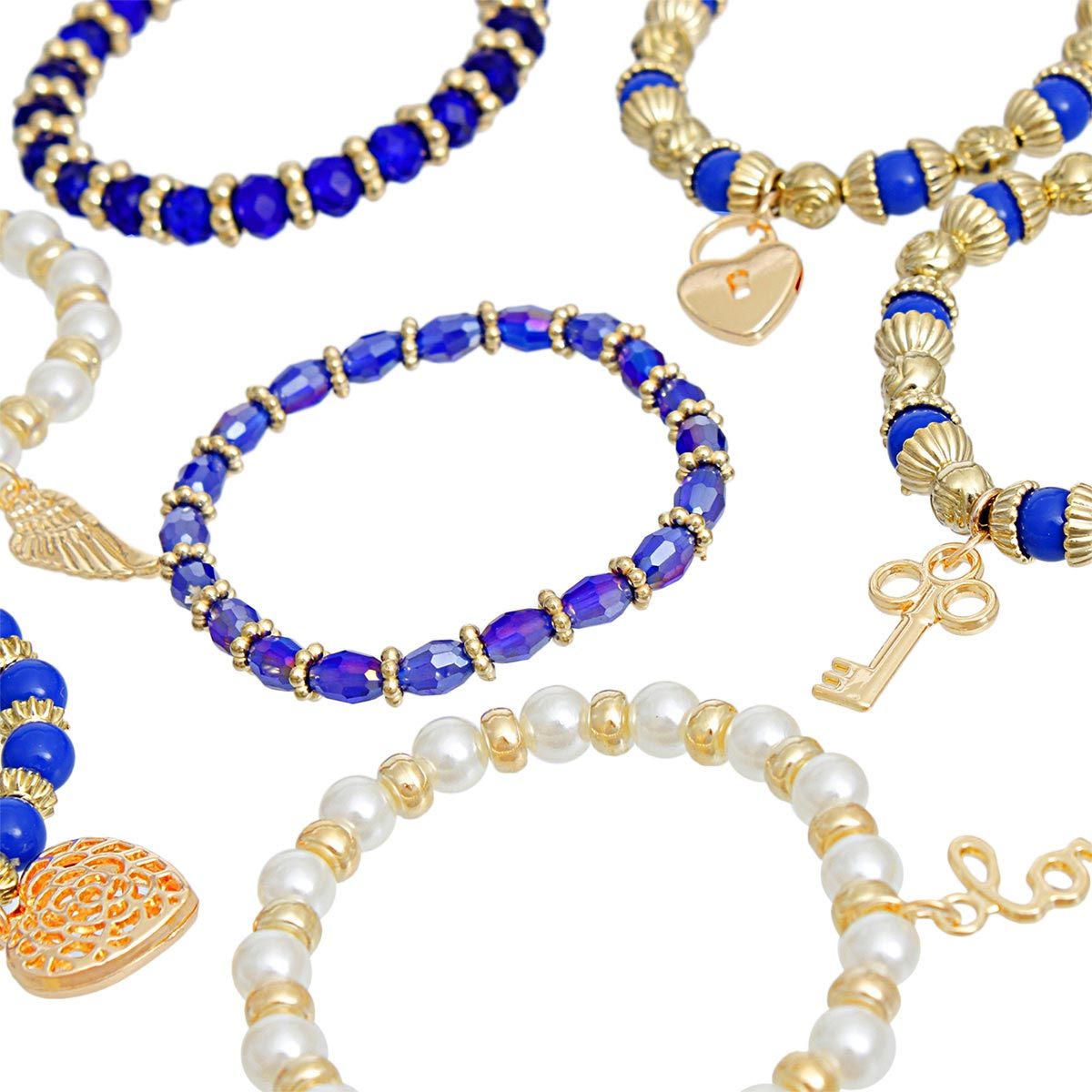 Pearl Bracelet Blue White Bead Set for Women - Premium Wholesale Jewelry from Pinktown - Just $16! Shop now at chiquestyles