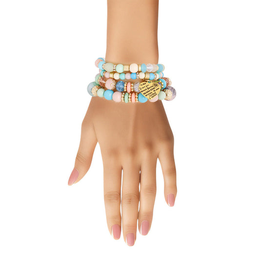Multi Stone Glass Love Bracelets|Stretch to Fit - Premium Wholesale Jewelry from Pinktown - Just $12! Shop now at chiquestyles