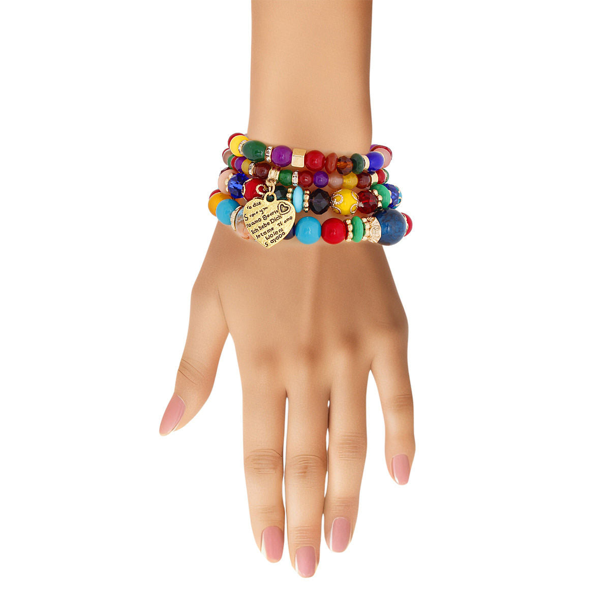 Rainbow Stone Glass Love Bracelets|Stretch to Fit - Premium Wholesale Jewelry from Pinktown - Just $12! Shop now at chiquestyles