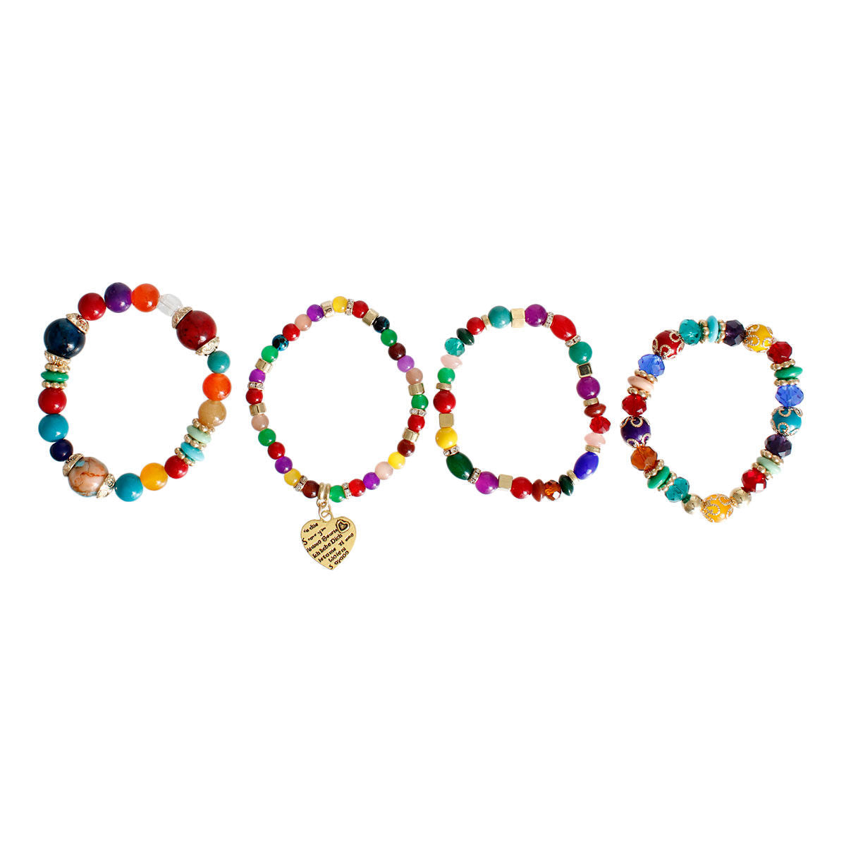 Rainbow Stone Glass Love Bracelets|Stretch to Fit - Premium Wholesale Jewelry from Pinktown - Just $12! Shop now at chiquestyles