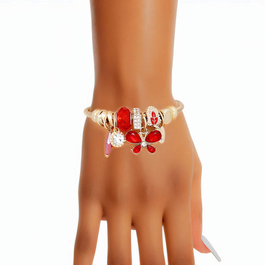 Cable Bangle Red Butterfly Gold Bracelet Women - Premium Wholesale Jewelry from Pinktown - Just $10! Shop now at chiquestyles