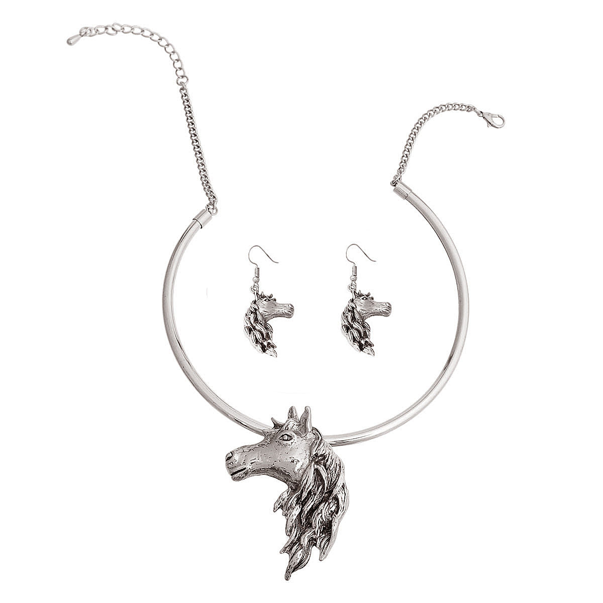Burnished Silver Horse Necklace|18 inches - Premium Wholesale Jewelry from Pinktown - Just $12! Shop now at chiquestyles
