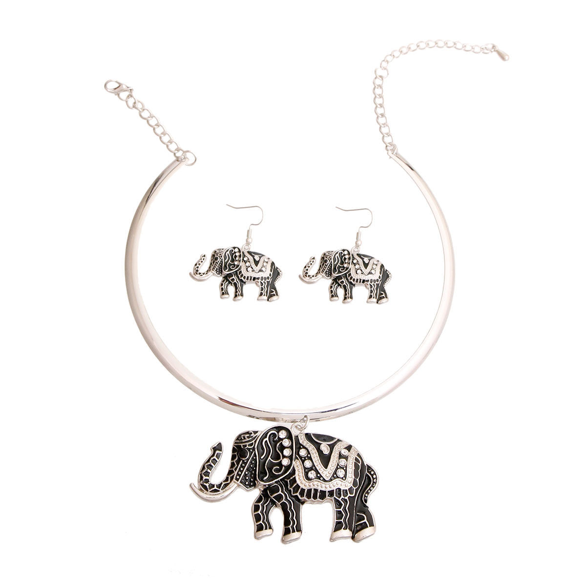 Black Tribal Elephant Choker Set - Premium Wholesale Jewelry from Pinktown - Just $17! Shop now at chiquestyles