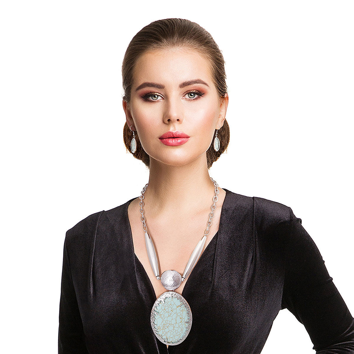 Oval Marbled Mint Green Necklace|22 inches - Premium Wholesale Jewelry from Pinktown - Just $21! Shop now at chiquestyles