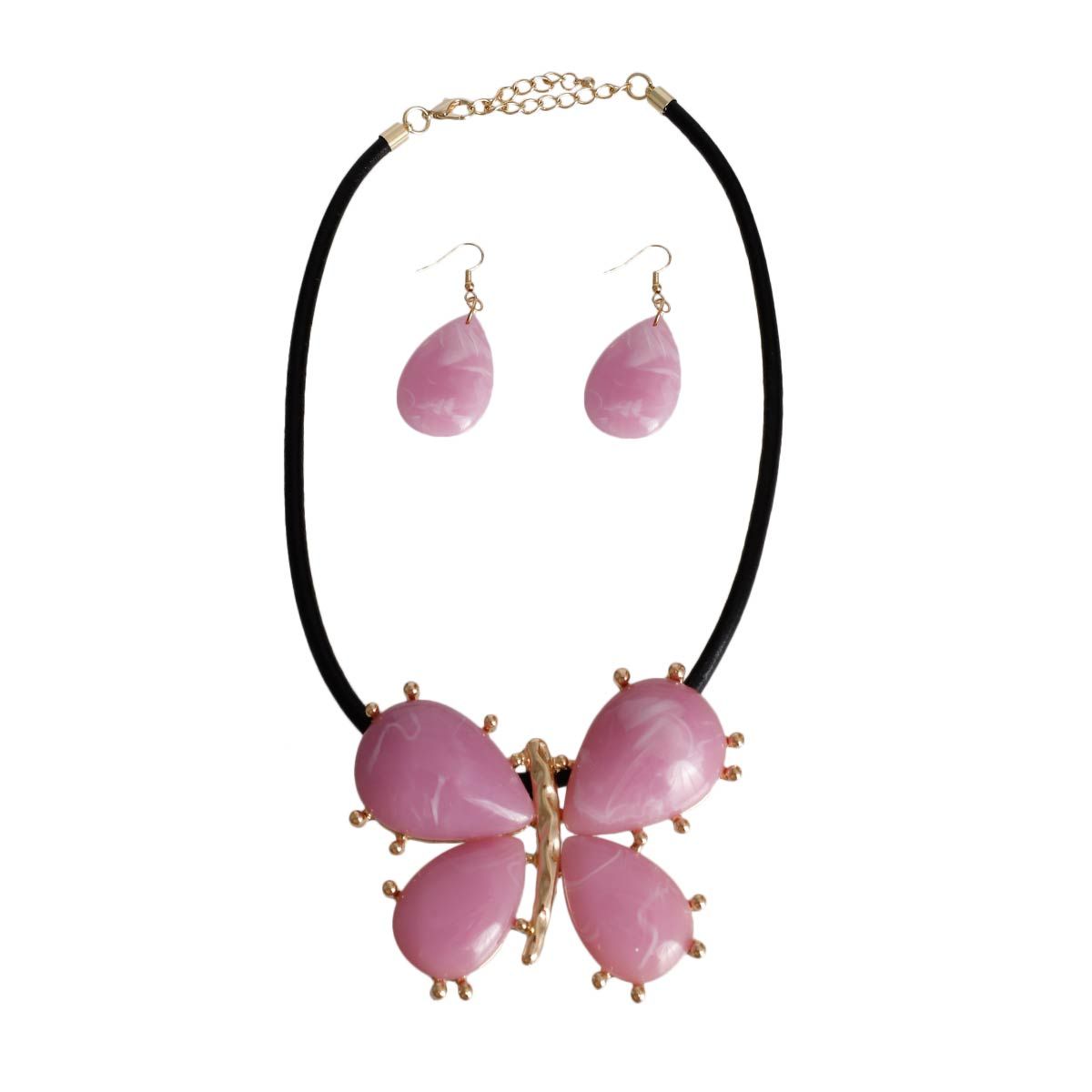 Light Purple Marbled Butterfly Pendant Set - Premium Wholesale Jewelry from Pinktown - Just $21! Shop now at chiquestyles