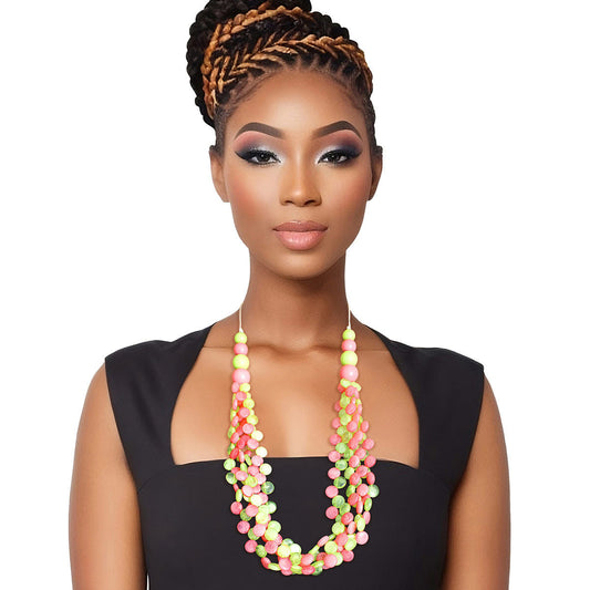 Long Pink Green Marbled Necklace|30 inches - Premium Wholesale Jewelry from Pinktown - Just $13! Shop now at chiquestyles