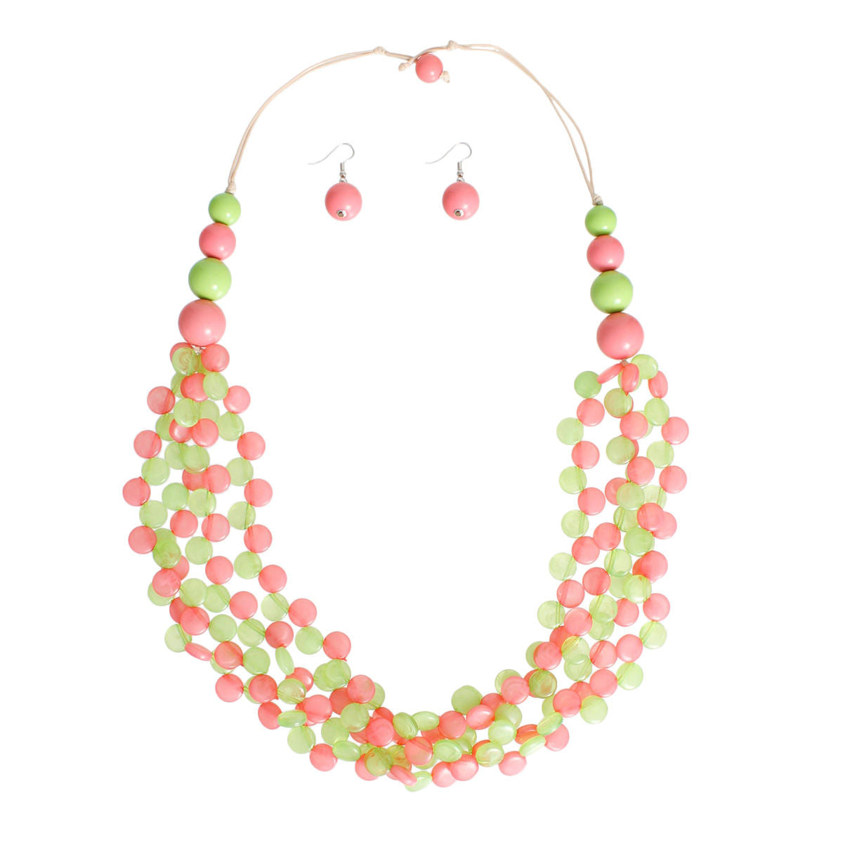 Long Pink Green Marbled Necklace|30 inches - Premium Wholesale Jewelry from Pinktown - Just $14! Shop now at chiquestyles