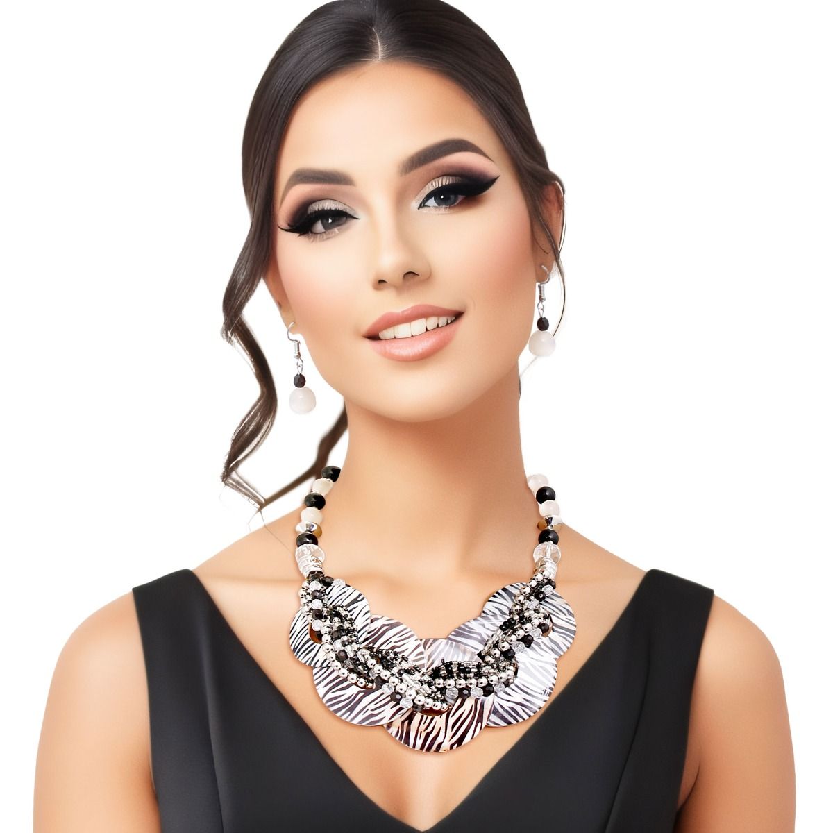 Zebra Disc Necklace|15 + 3 inches - Premium Wholesale Jewelry from Pinktown - Just $13! Shop now at chiquestyles
