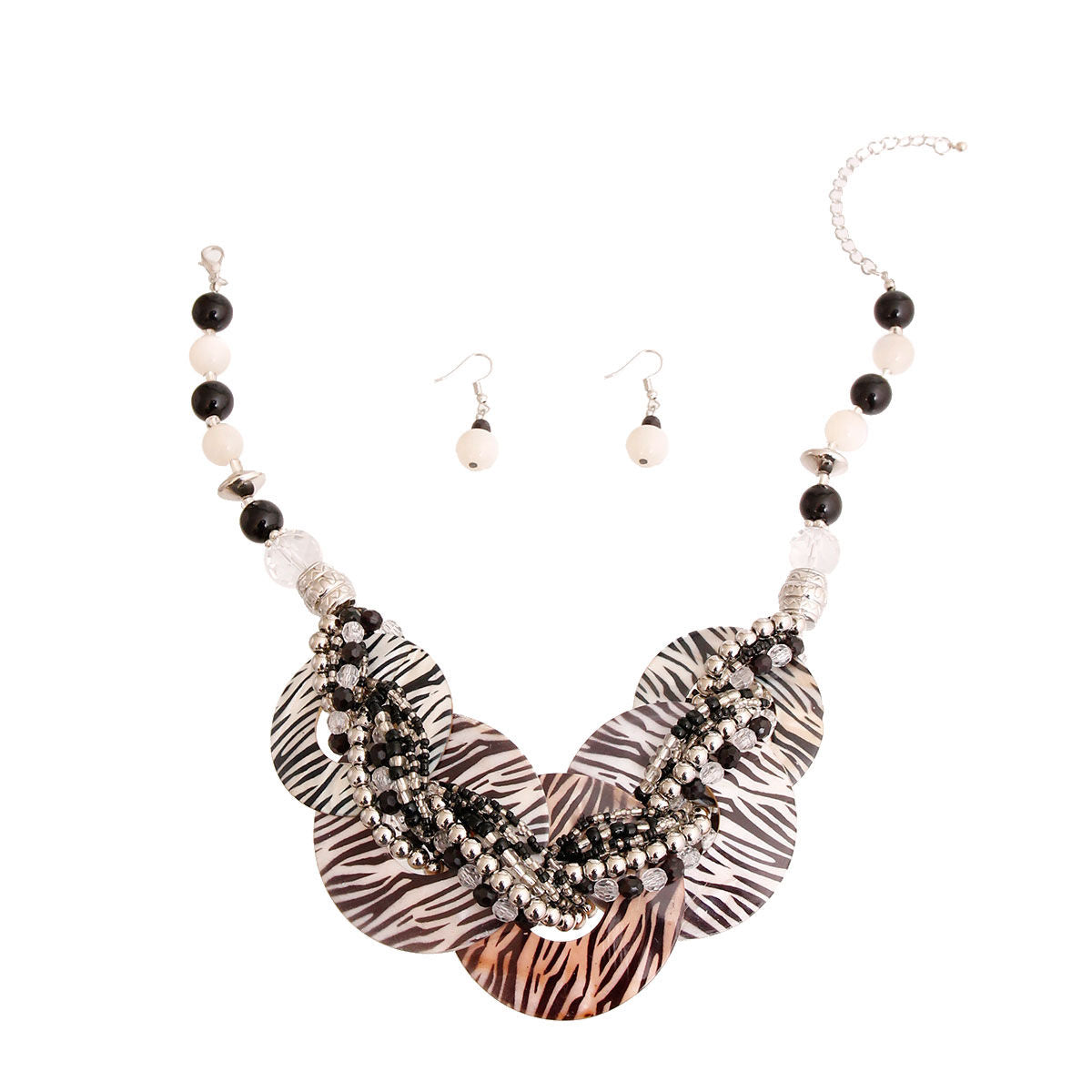 Zebra Disc Necklace|15 + 3 inches - Premium Wholesale Jewelry from Pinktown - Just $13! Shop now at chiquestyles