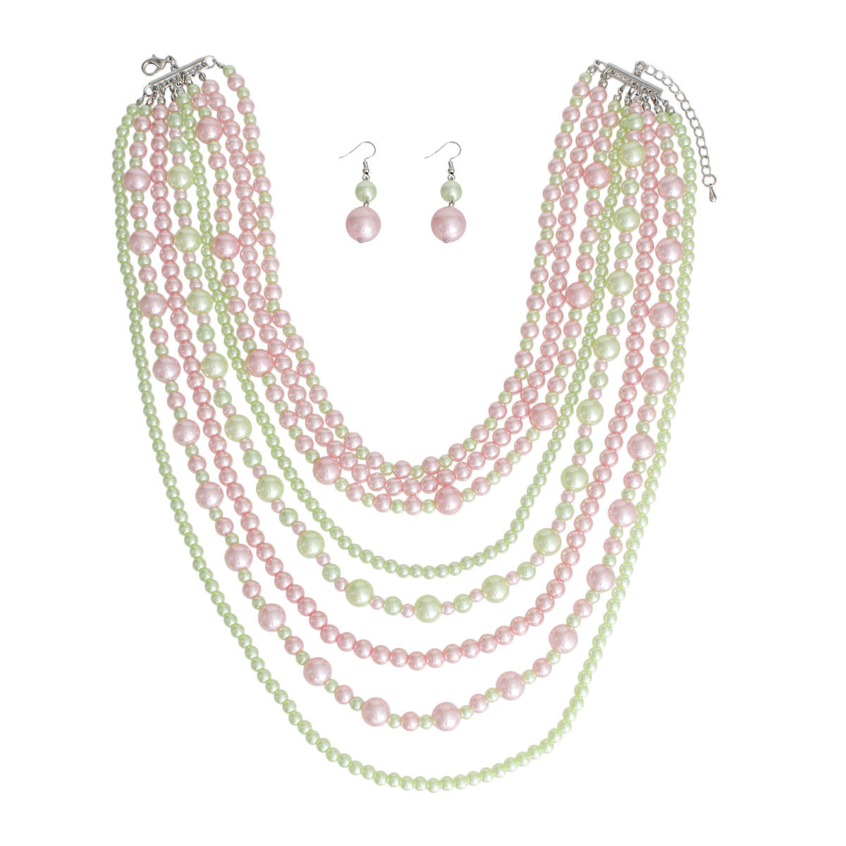 Pink Green Pearl 8 Strand Set|20 inches - Premium Wholesale Jewelry from Pinktown - Just $19! Shop now at chiquestyles