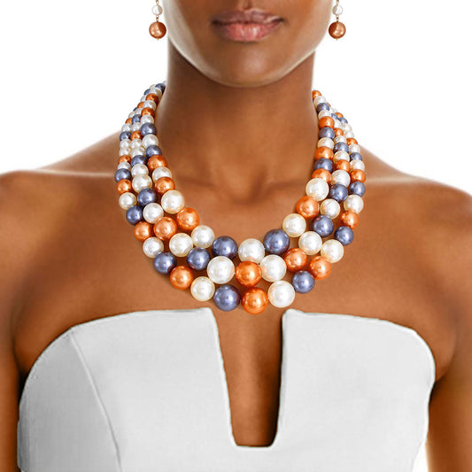 Gold and Cream Pearl 3 Layer Set|18 inches - Premium Wholesale Jewelry from Pinktown - Just $12! Shop now at chiquestyles