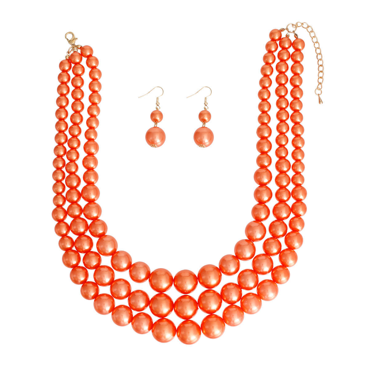 Orange Pearl 3 Layer Set|18 inches - Premium Wholesale Jewelry from Pinktown - Just $12! Shop now at chiquestyles