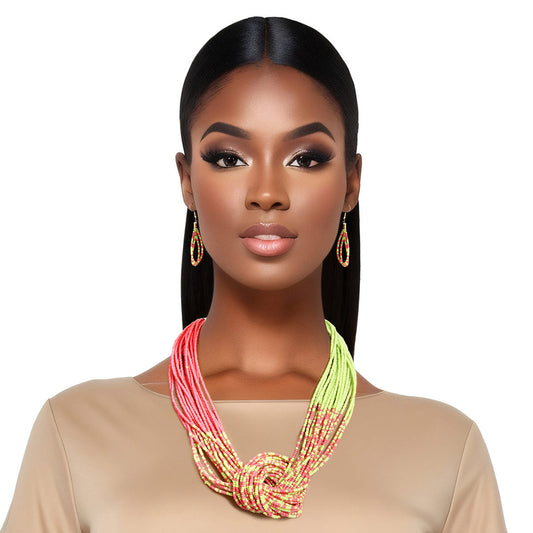 20 Strand Pink Green Knot Set|18 + 2.5 inches - Premium Wholesale Jewelry from Pinktown - Just $14! Shop now at chiquestyles