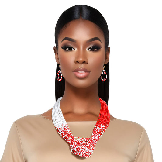 DST 20 Strand Red White Knot Set|18 + 2.5 inches - Premium Wholesale Jewelry from Pinktown - Just $14! Shop now at chiquestyles