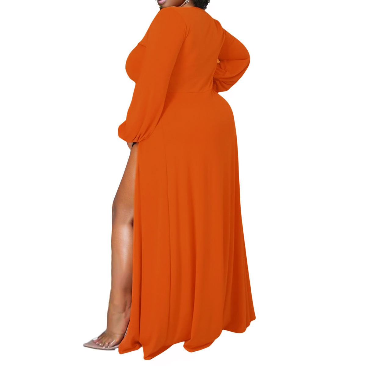 1XL Bright Orange Sexy Slit Dress|1XL - Premium Wholesale Boutique Clothing from Pinktown - Just $48! Shop now at chiquestyles
