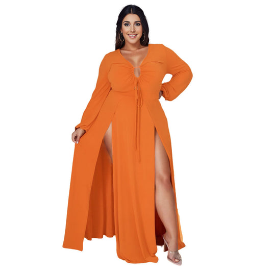 1XL Bright Orange Sexy Slit Dress|1XL - Premium Wholesale Boutique Clothing from Pinktown - Just $48! Shop now at chiquestyles