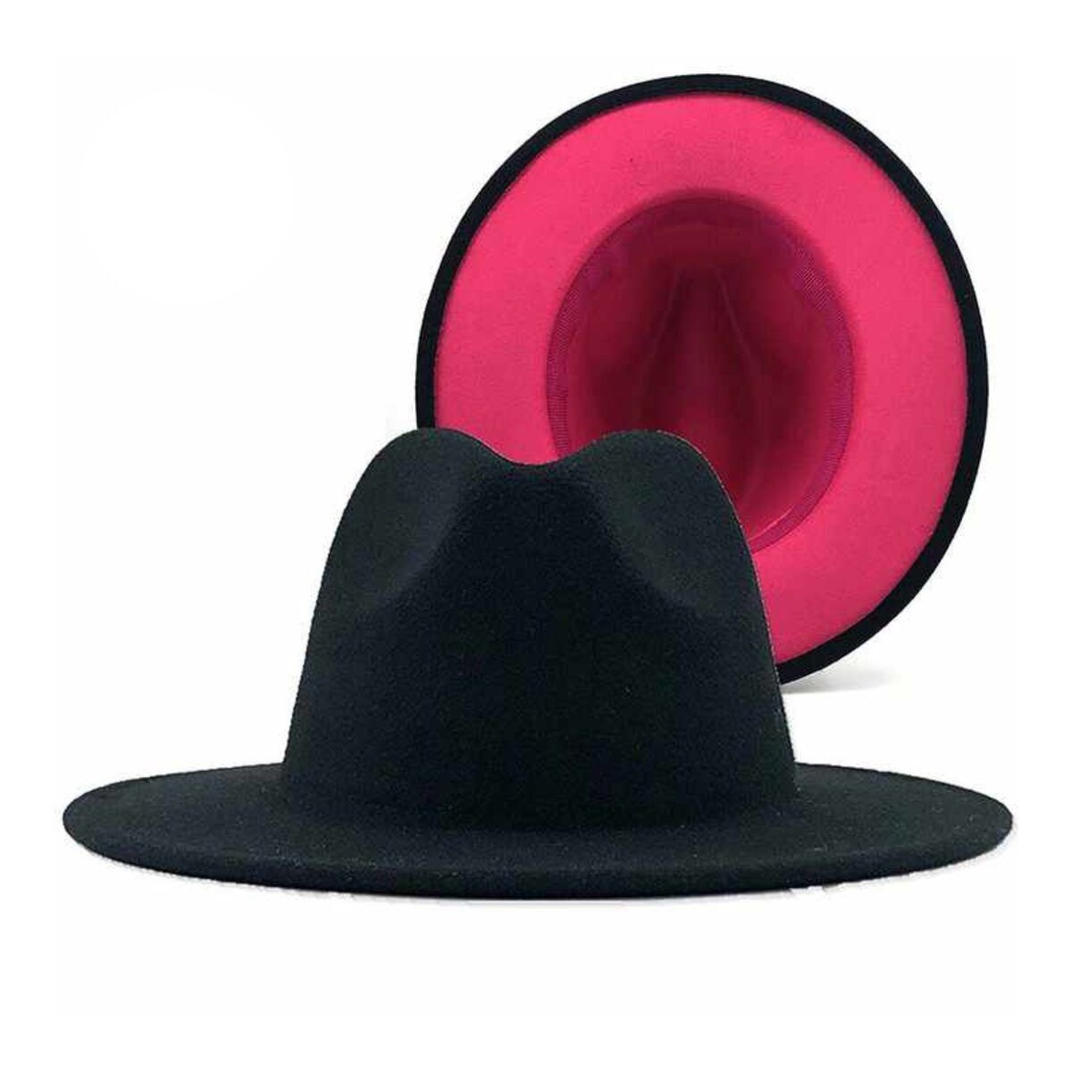 Fedora Black Pink Two Tone Wide Brim Hat for Women - Premium Wholesale Fashion Accessories from Pinktown - Just $19! Shop now at chiquestyles