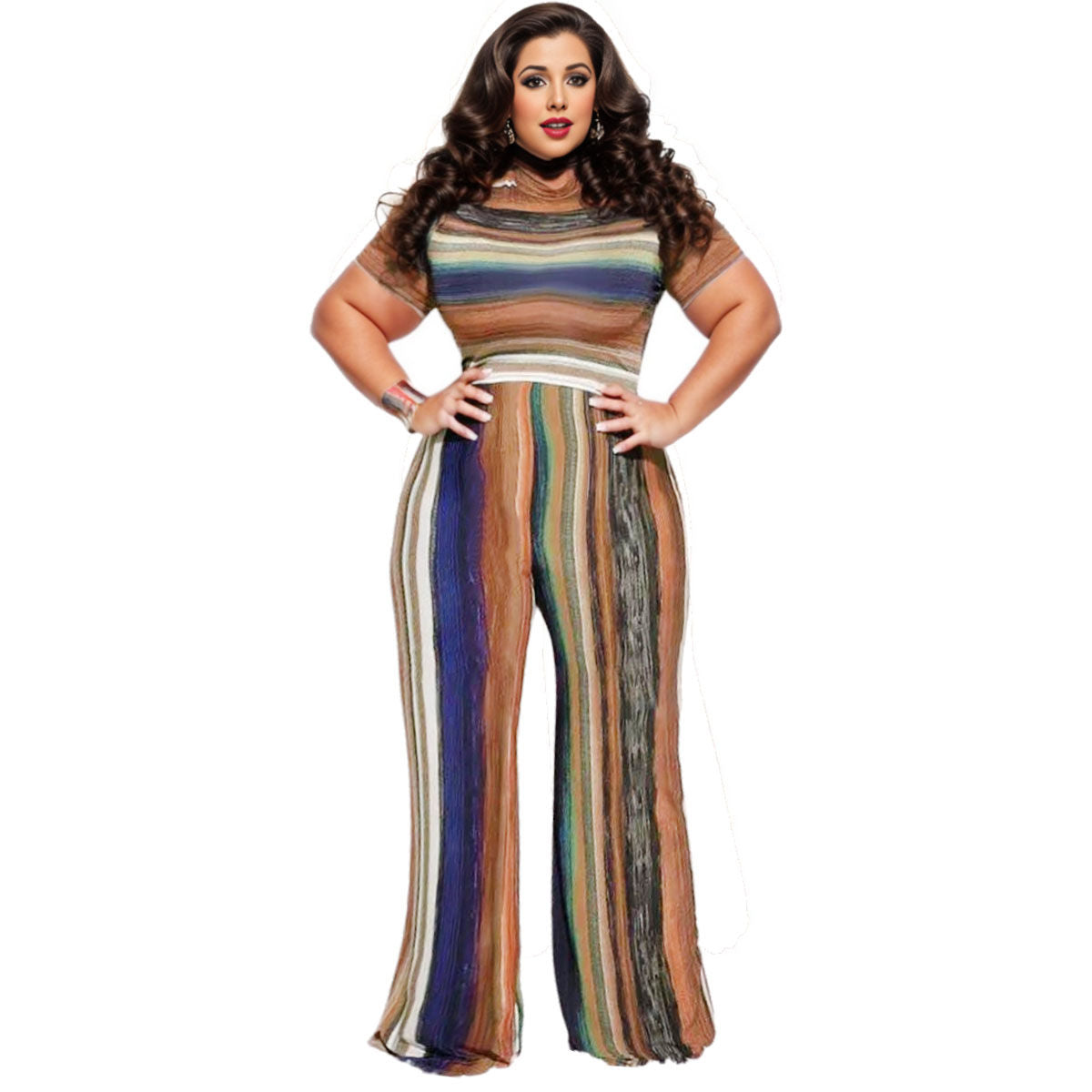 5XL Striped Top Pants Set|5XL - Premium Wholesale Boutique Clothing from Pinktown - Just $43! Shop now at chiquestyles