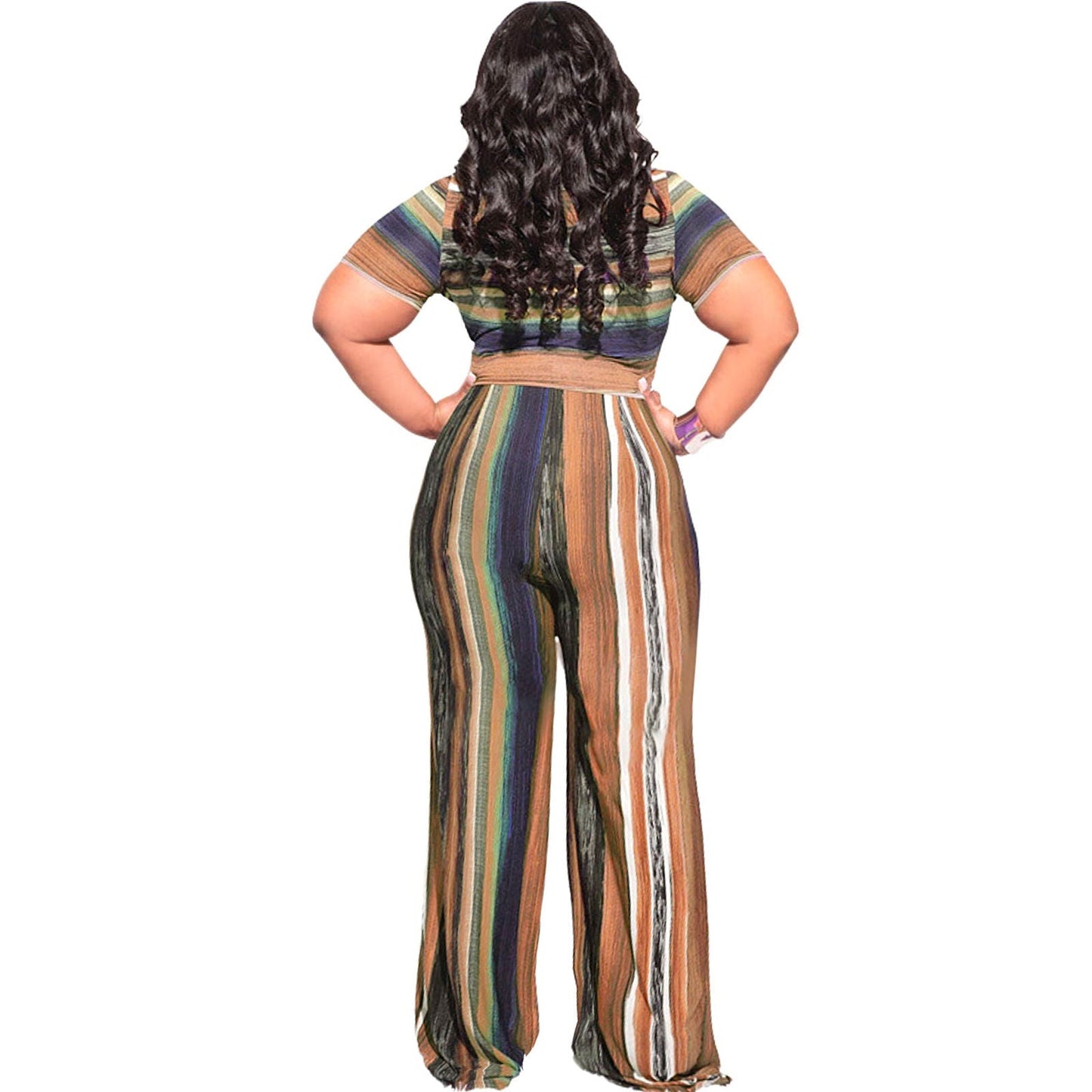 5XL Striped Top Pants Set|5XL - Premium Wholesale Boutique Clothing from Pinktown - Just $43! Shop now at chiquestyles