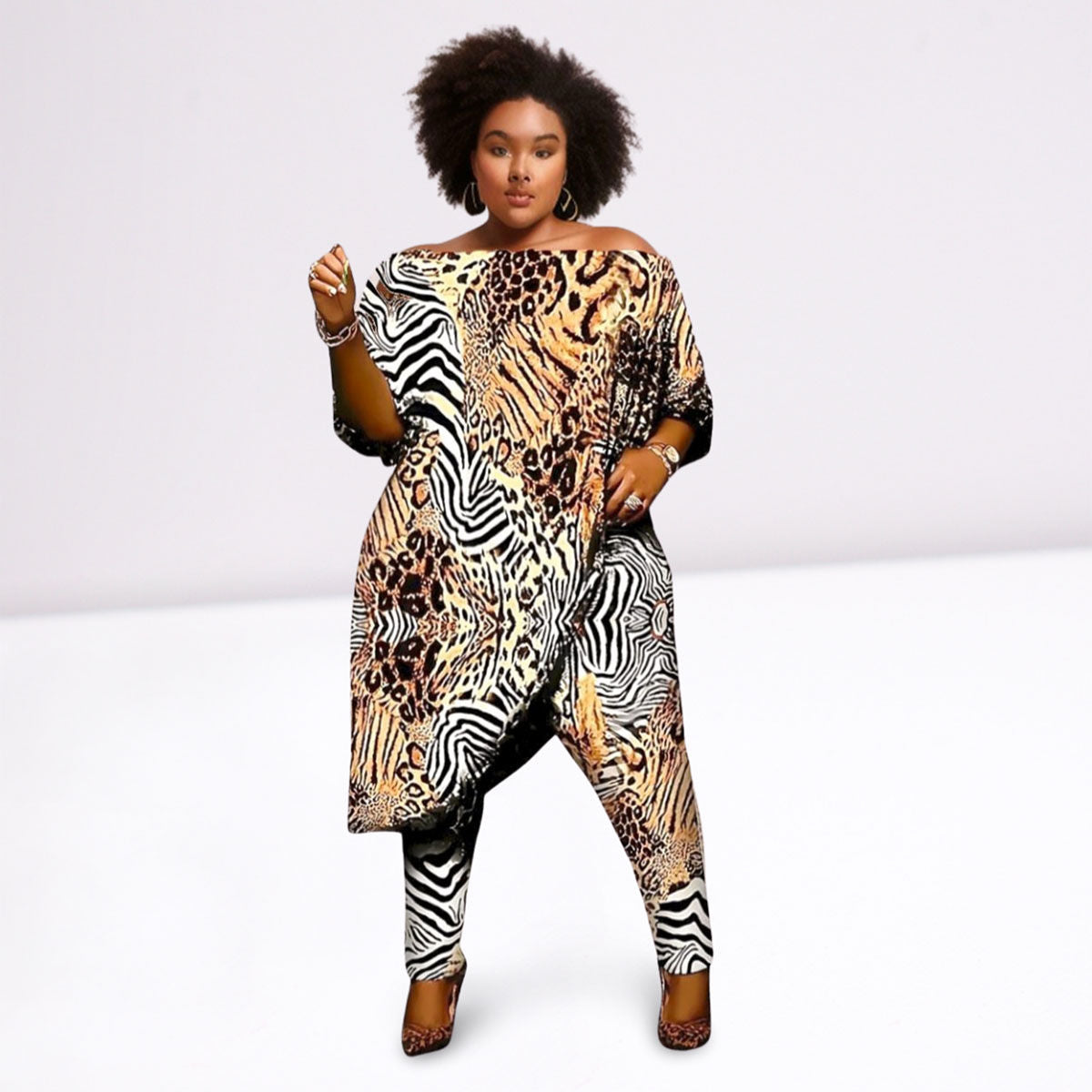 1XL Animal Print Tunic Set|1XL - Premium Wholesale Boutique Clothing from Pinktown - Just $46! Shop now at chiquestyles