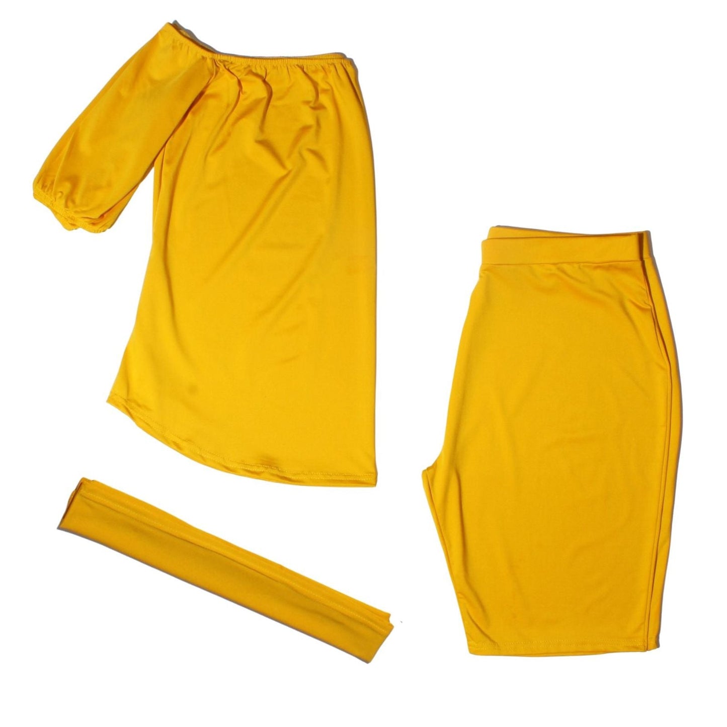 1XL Mustard Off-Shoulder Shorts Set|1XL - Premium Wholesale Boutique Clothing from Pinktown - Just $39! Shop now at chiquestyles