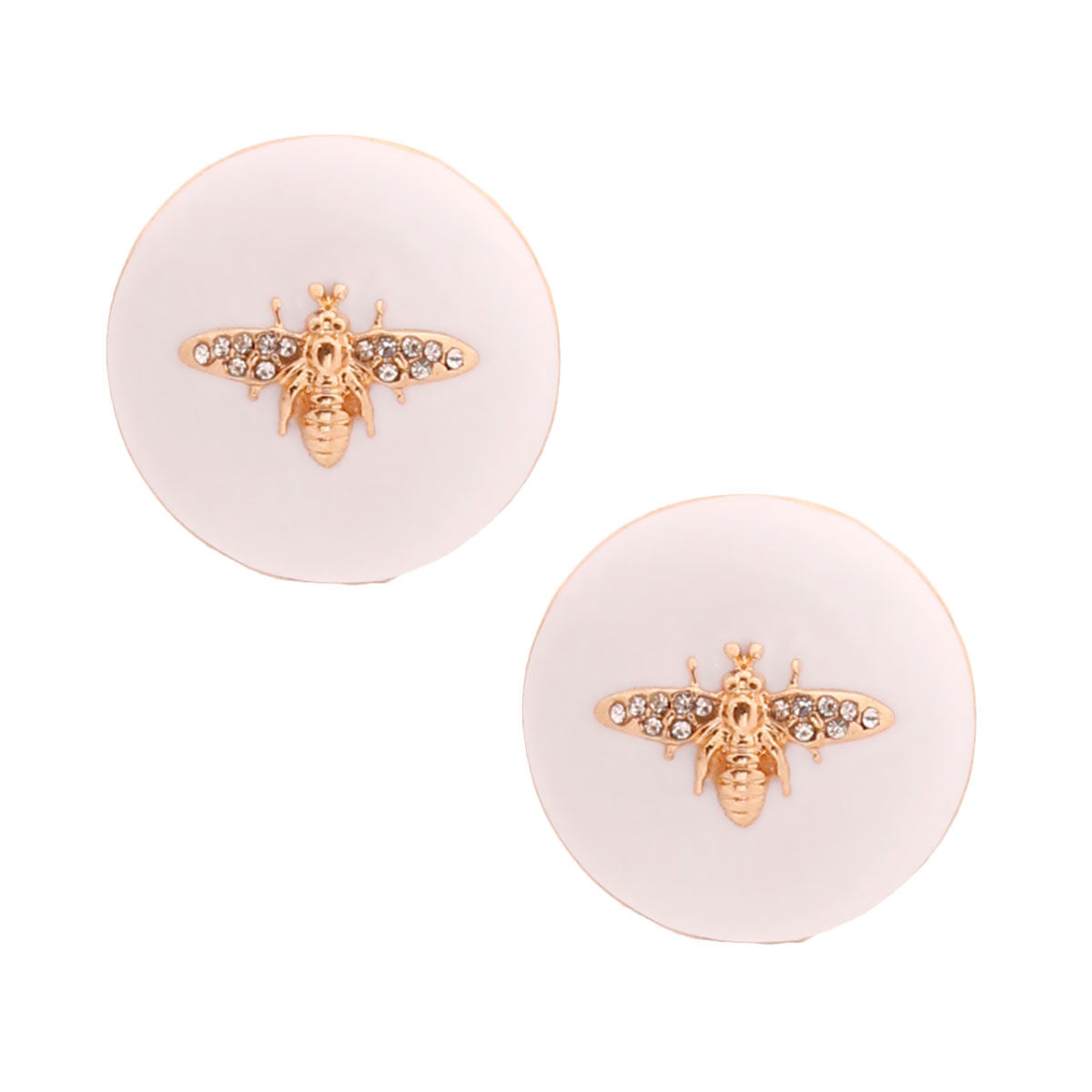 White and Gold Dome Bee Studs - Premium Wholesale Jewelry from Pinktown - Just $9! Shop now at chiquestyles