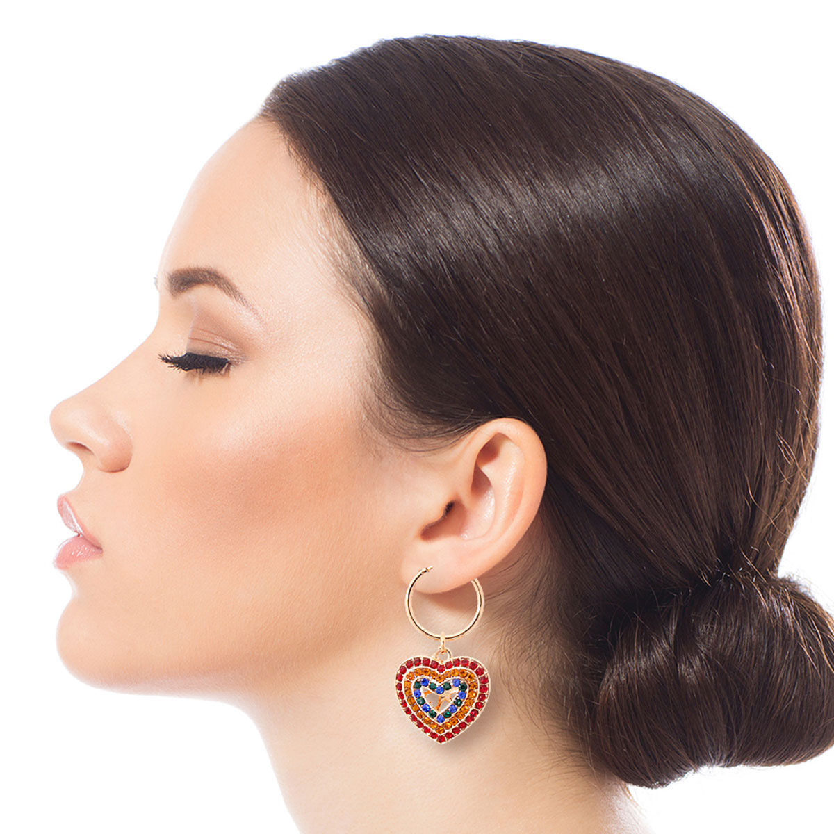 Multi Color Concentric Heart Hoops|2 inches - Premium Wholesale Jewelry from Pinktown - Just $10! Shop now at chiquestyles