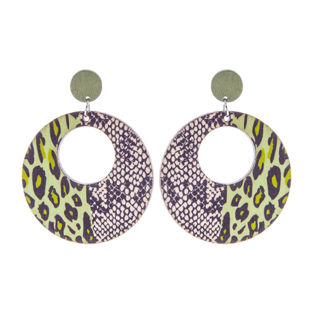 Green Wood Animal Print Earrings - Premium Wholesale Jewelry from Pinktown - Just $8! Shop now at chiquestyles