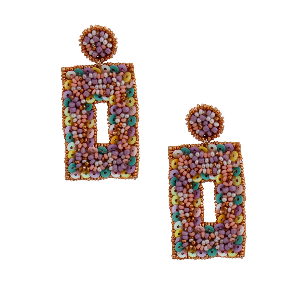 Pastel Beaded Rectangle Earrings|2.25 inches - Premium Wholesale Jewelry from Pinktown - Just $15! Shop now at chiquestyles