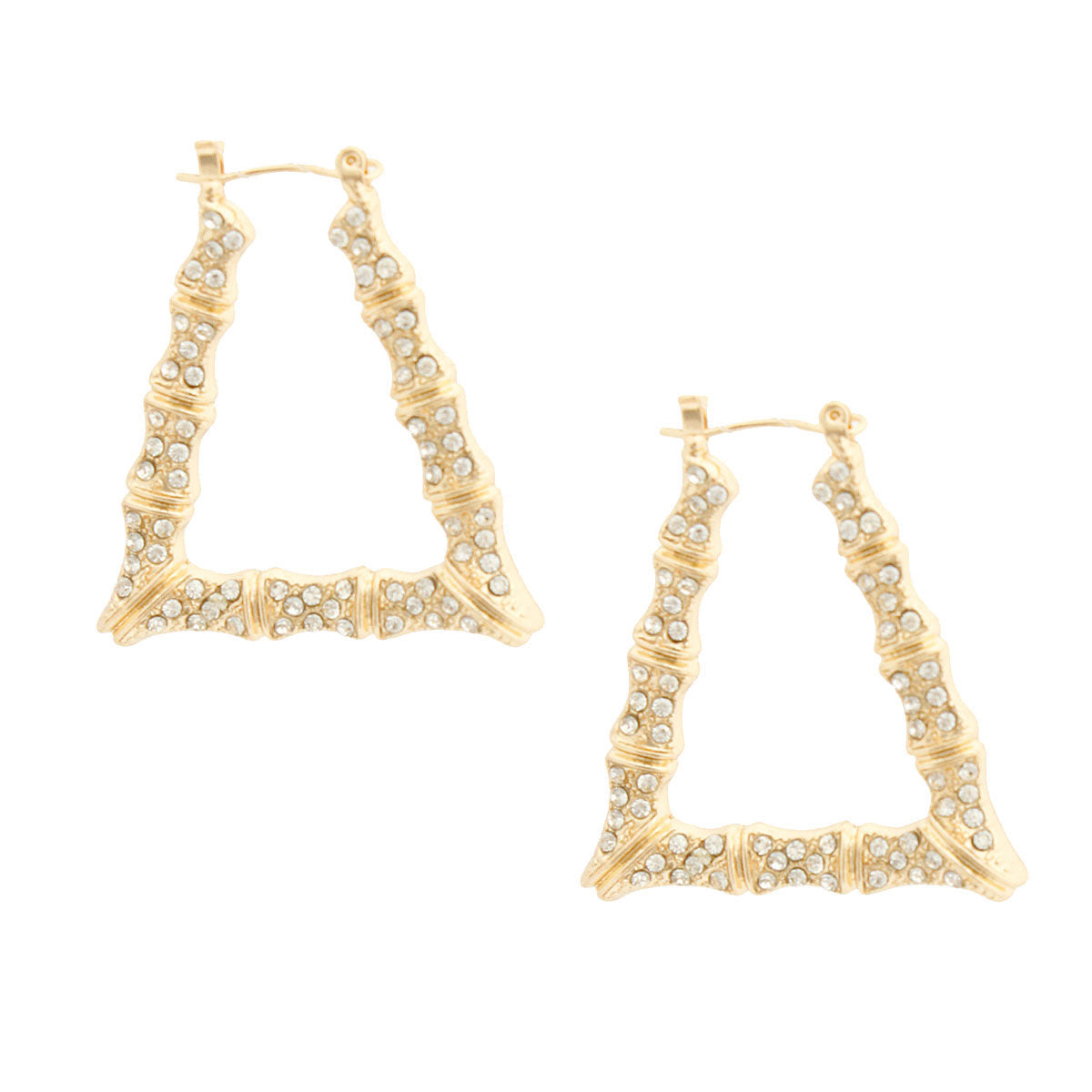 Gold Bling Trapezoid Bamboo Hoops|1.5 inches - Premium Wholesale Jewelry from Pinktown - Just $12! Shop now at chiquestyles