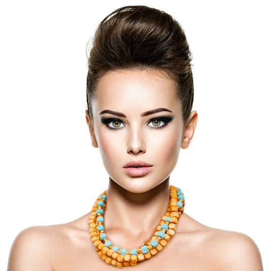 Square Wooden Bead Choker Set|16 inches - Premium Wholesale Jewelry from Pinktown - Just $21! Shop now at chiquestyles