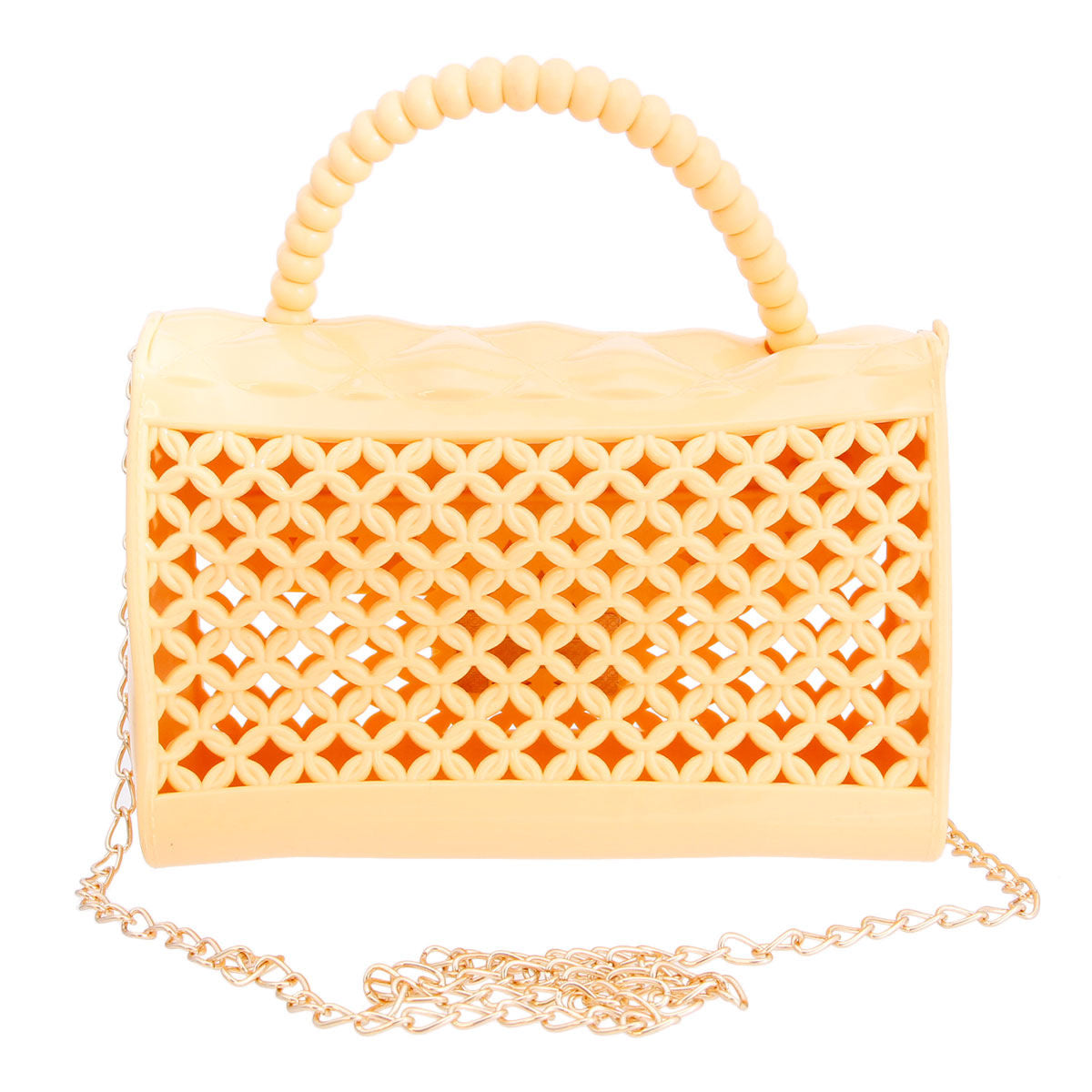 Yellow Jelly Top Handle Mini Crossbody|6.75 x 4.5 x 2.5 inches - Premium Wholesale Fashion Accessories from Pinktown - Just $25! Shop now at chiquestyles