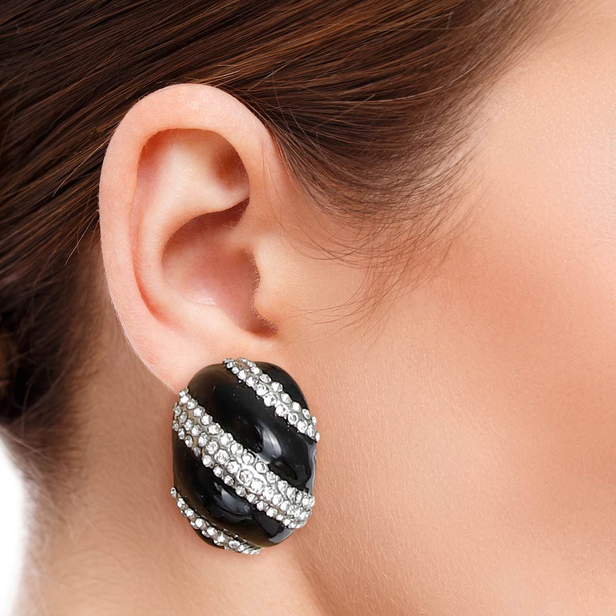 Black and Silver Dome Studs|1.5 inches - Premium Wholesale Jewelry from Pinktown - Just $12! Shop now at chiquestyles
