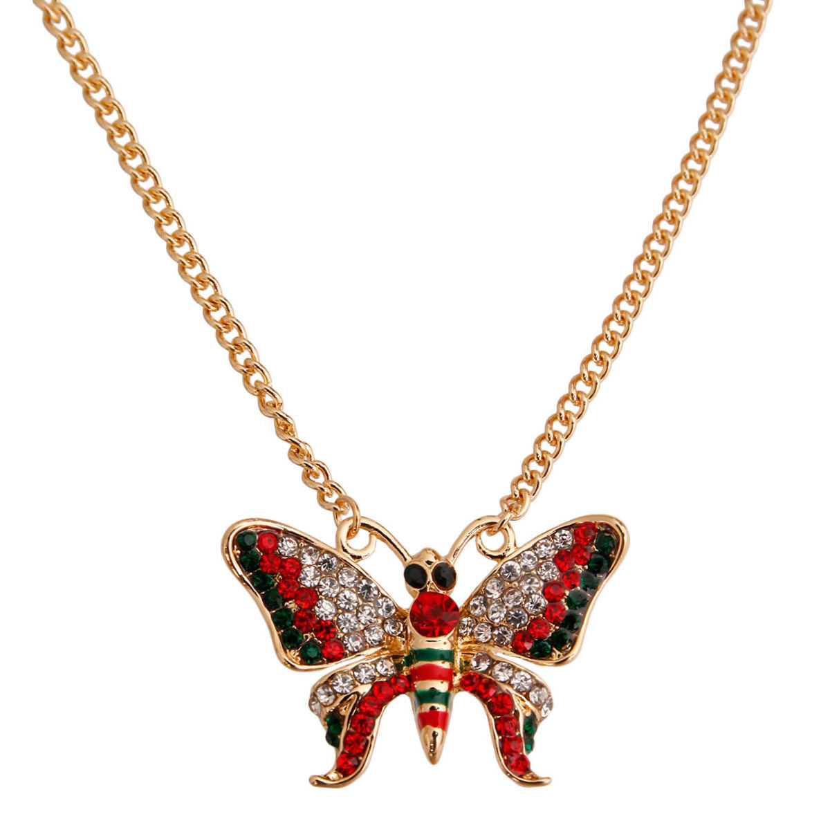 Red and Green Butterfly Necklace - Premium Wholesale Jewelry from Pinktown - Just $9! Shop now at chiquestyles