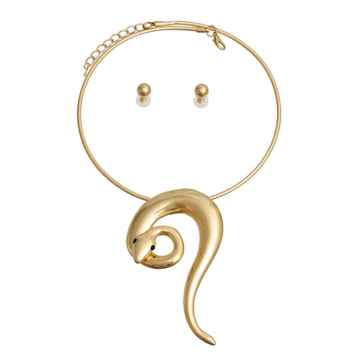 Gold Rigid Coiled Snake Necklace - Premium Wholesale Jewelry from Pinktown - Just $19! Shop now at chiquestyles