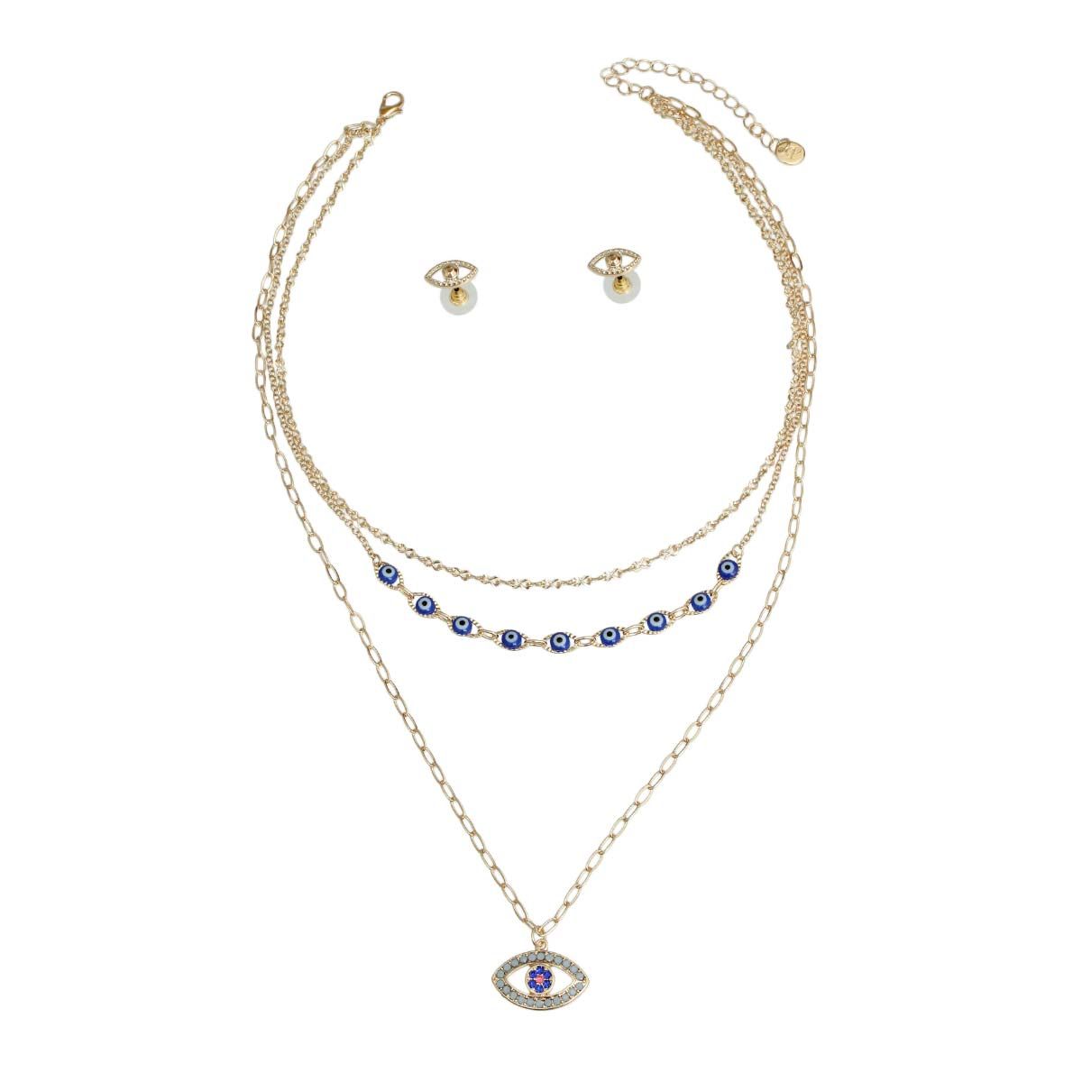 Blue Evil Eye Gold Chain Necklace - Premium Wholesale Jewelry from Pinktown - Just $14! Shop now at chiquestyles