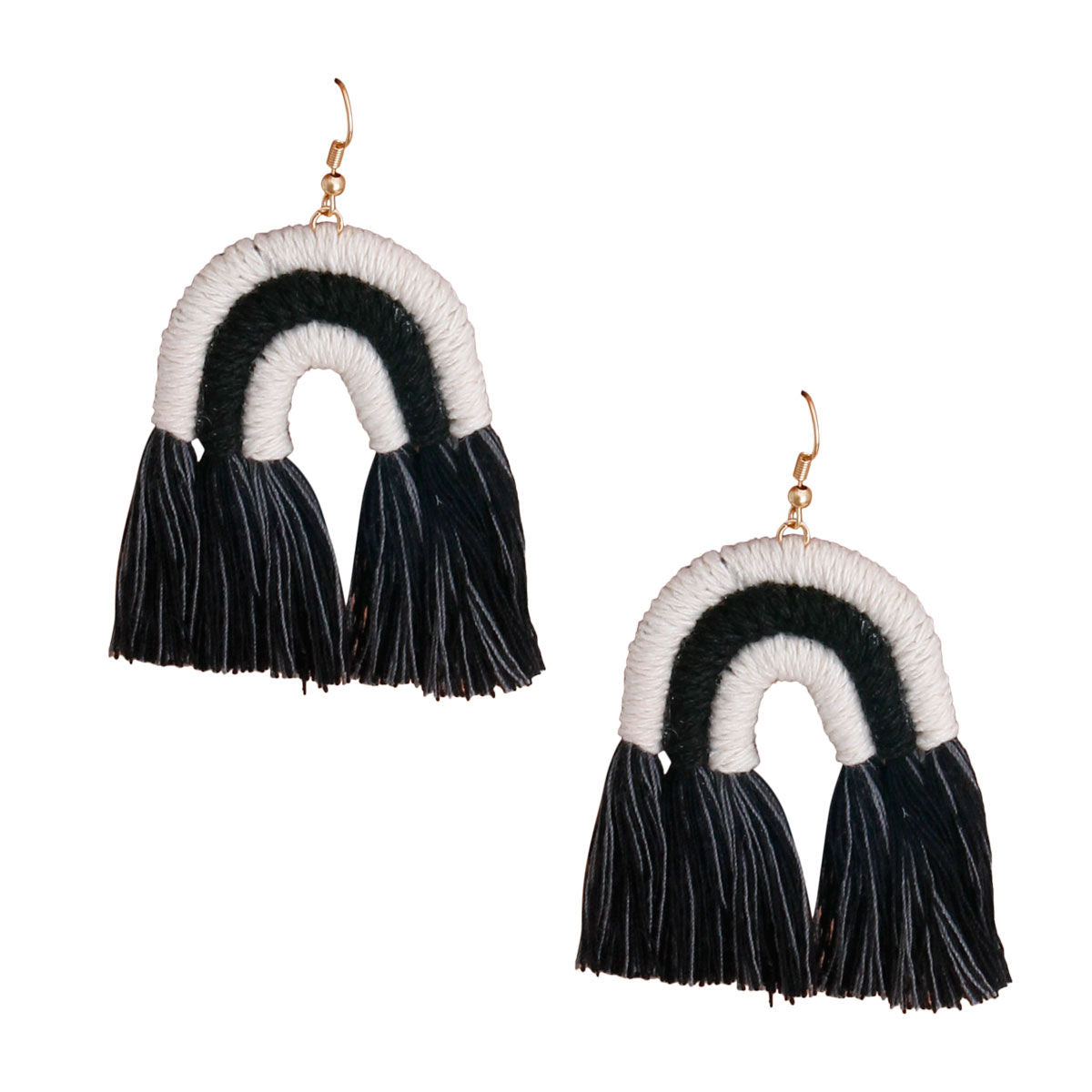Black Tassel Arc Earrings|2.5 inches - Premium Wholesale Jewelry from Pinktown - Just $12! Shop now at chiquestyles