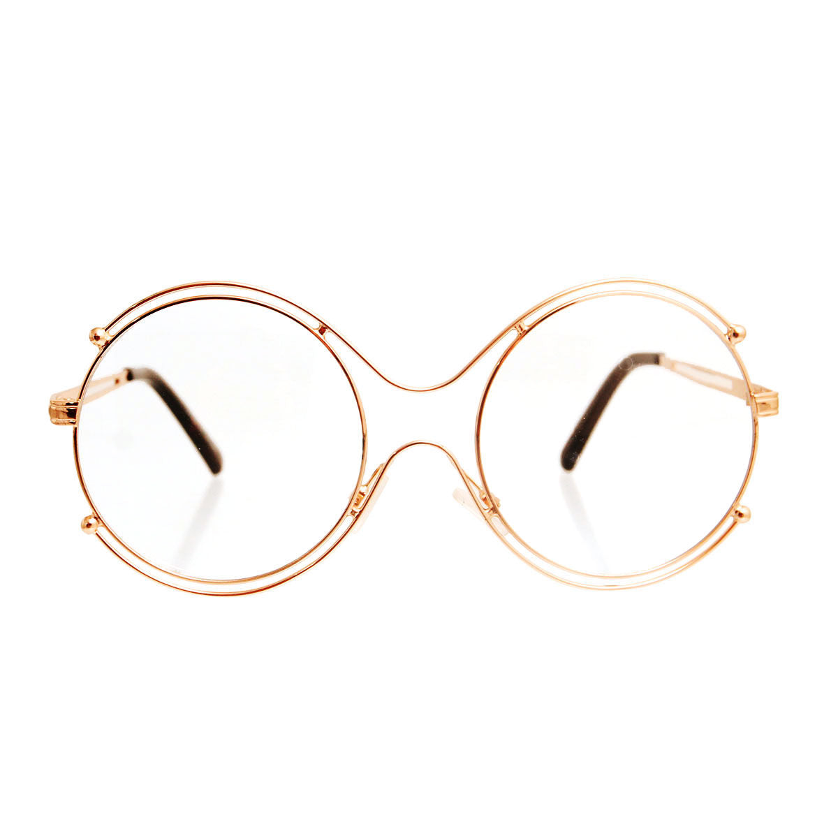 Retro Round Gold Clear Glasses|One Size - Premium Wholesale Fashion Accessories from Pinktown - Just $11! Shop now at chiquestyles