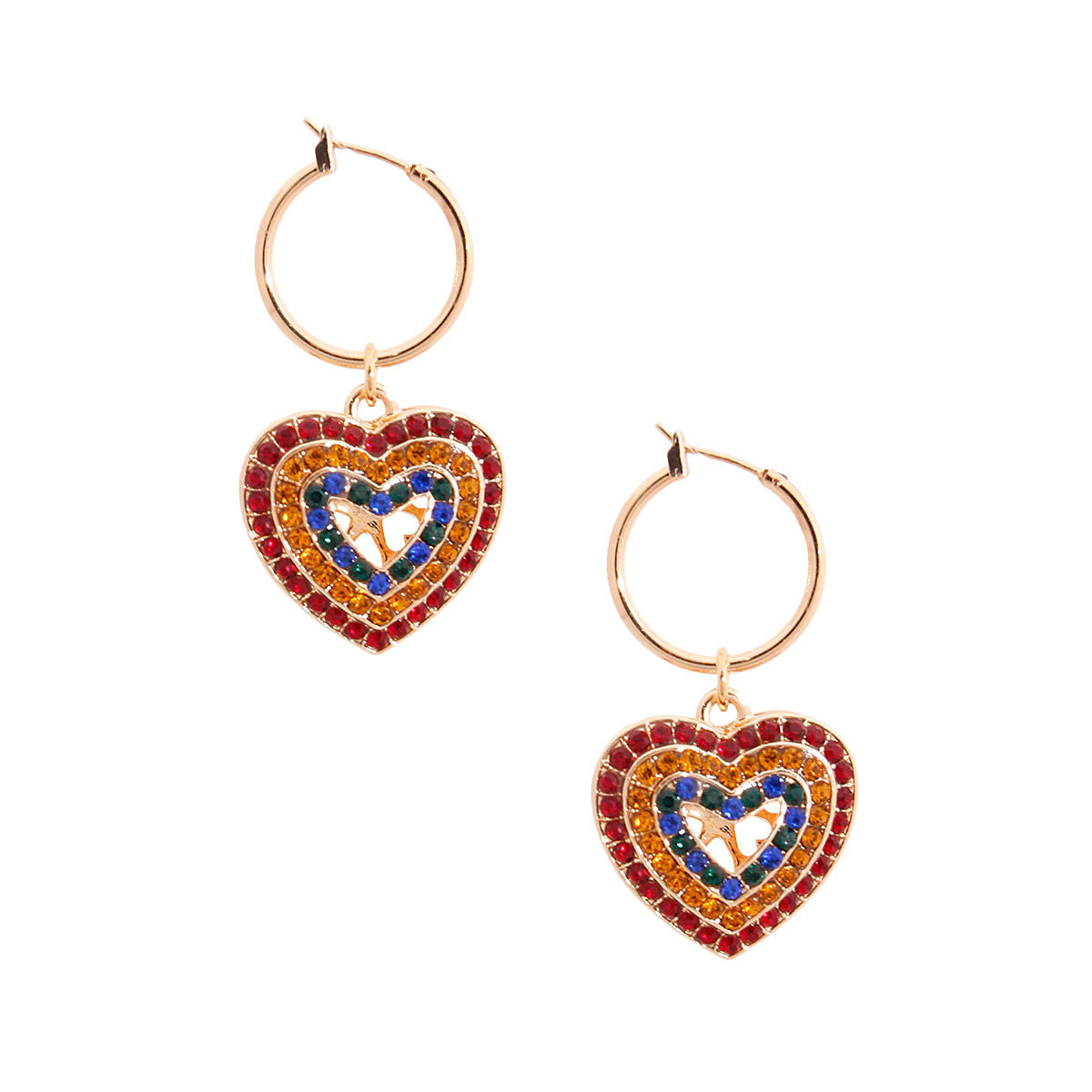Multi Color Concentric Heart Hoops|2 inches - Premium Wholesale Jewelry from Pinktown - Just $10! Shop now at chiquestyles