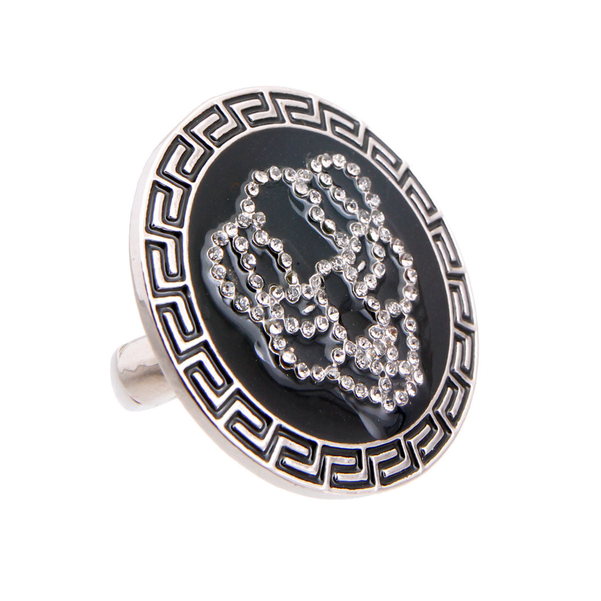 Silver Black Round Tiger Cocktail Ring - Premium Wholesale Jewelry from Pinktown - Just $10! Shop now at chiquestyles