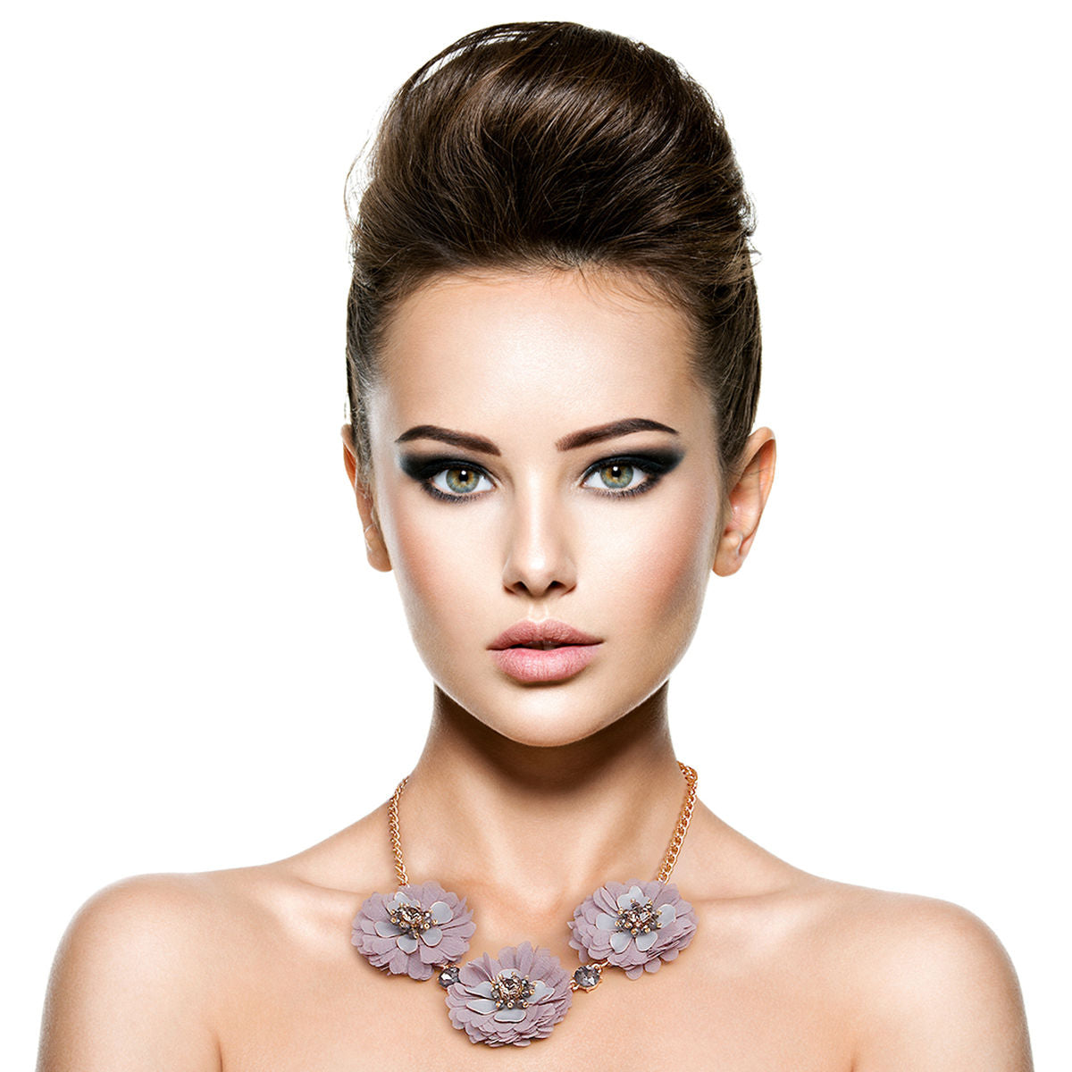 Gray Fabric Flower Necklace Set|18 inches - Premium Wholesale Jewelry from Pinktown - Just $15! Shop now at chiquestyles