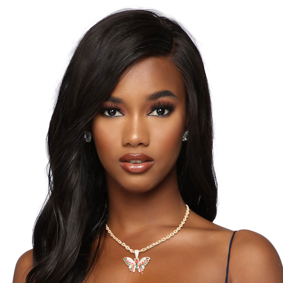 Red and Green Flutter Mini Butterfly Necklace|18 inches - Premium Wholesale Jewelry from Pinktown - Just $9! Shop now at chiquestyles