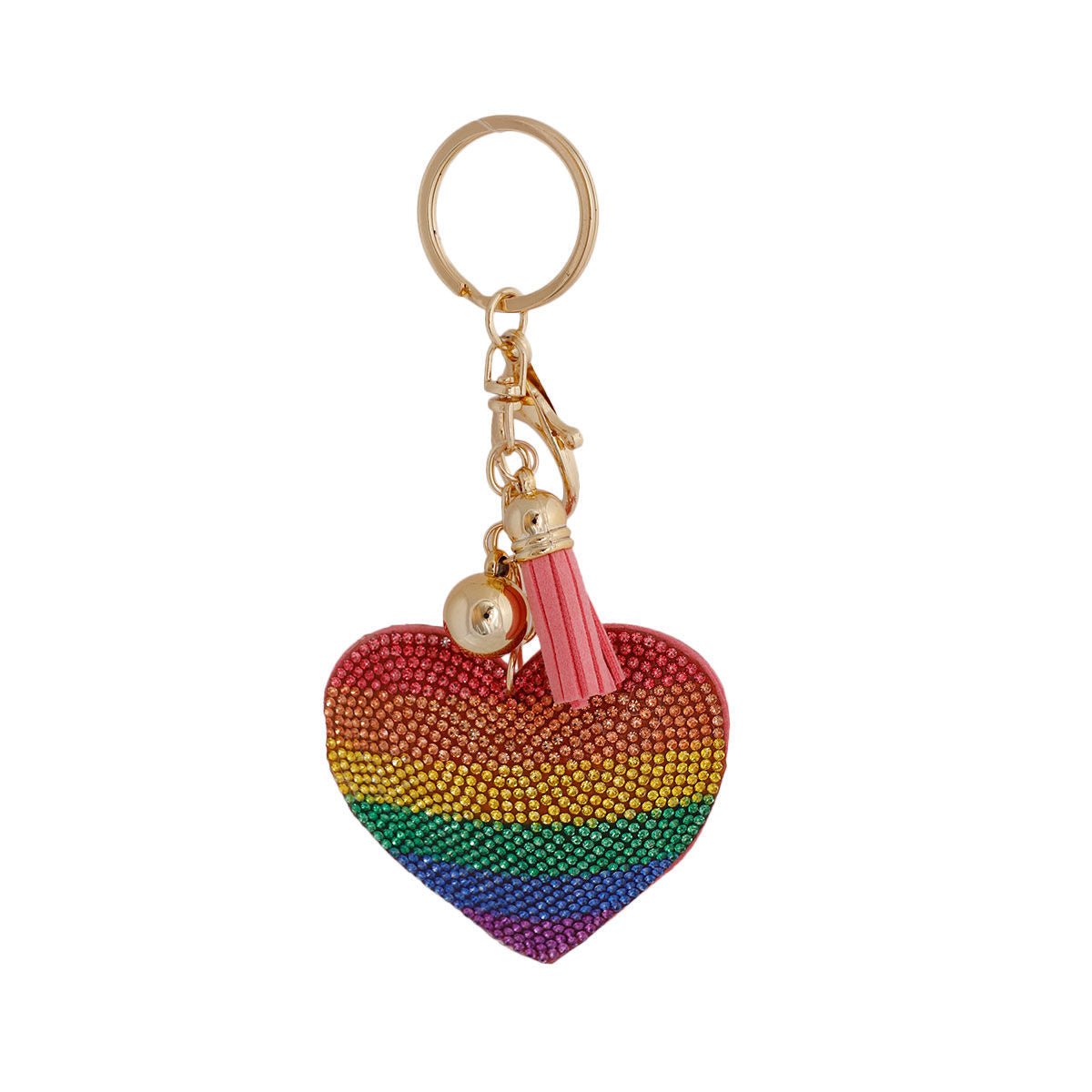 Rainbow Rhinestone Heart Keychain - Premium Wholesale Fashion Accessories from Pinktown - Just $7! Shop now at chiquestyles