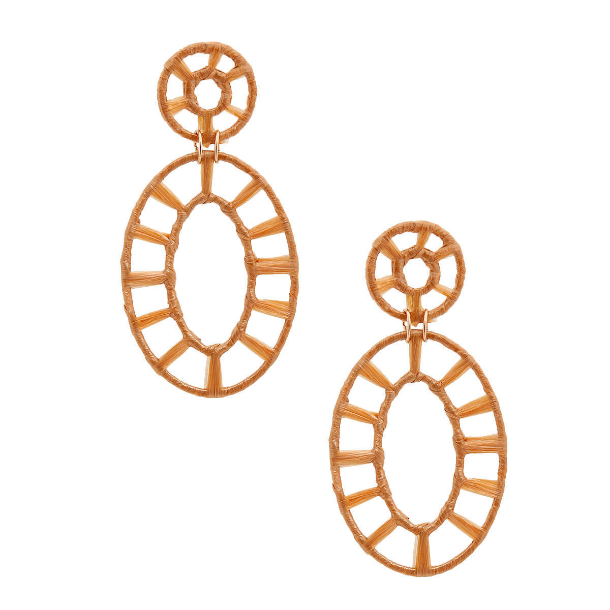Gold Raffia Oval Earrings|3.25 inches - Premium Wholesale Jewelry from Pinktown - Just $8! Shop now at chiquestyles