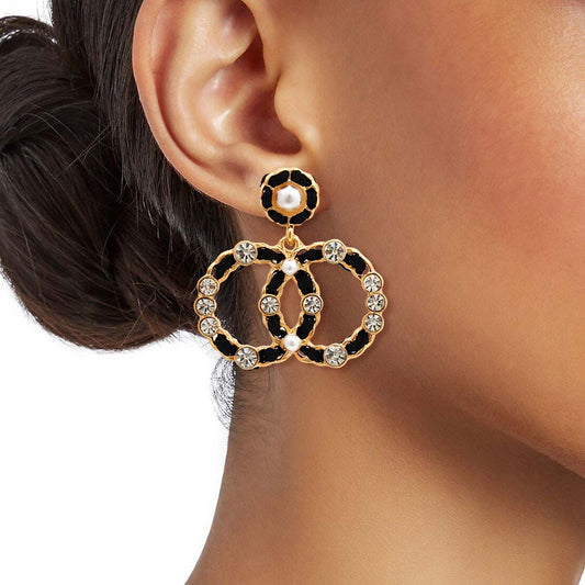 Gold and Black Woven Infinity Symbol Earrings - Premium Wholesale Jewelry from Pinktown - Just $9! Shop now at chiquestyles