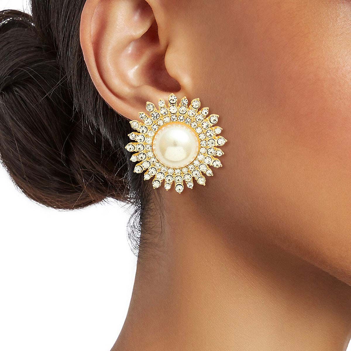 Cream Pearl Stone Burst Studs - Premium Wholesale Jewelry from Pinktown - Just $10! Shop now at chiquestyles